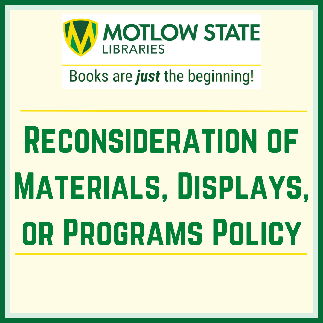Reconsideration of Materials, Displays, or Programs Policy