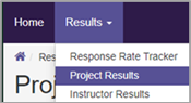 Image of the Results menu with the Project Results option highlighted.