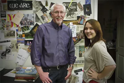 Professor Brian Robinson and Art Student, Sarah at an Art show